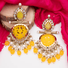 Karnika Long Earrings - Yellow