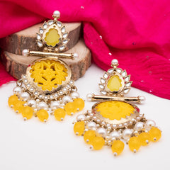 Karnika Long Earrings - Yellow