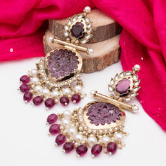 Karnika Long Earrings - Purple