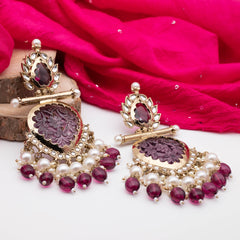 Karnika Long Earrings - Purple