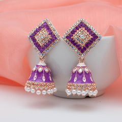 Charming Jhumka Earings - Purple