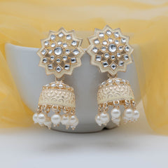 Jhumka Star Earings - Cream