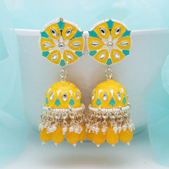 Dazzling Meenakari jhumka - Yellow