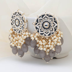 Dazzling Meenakari Studs - Grey