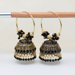 Gold-plated Jhumka - Black