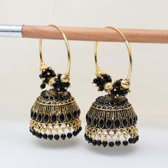 Gold-plated Jhumka - Black