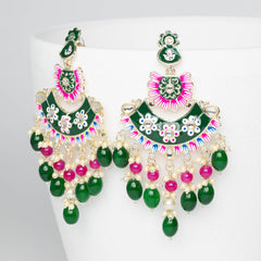 Mehak Long Earrings - Green