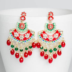 Mehak Long Earrings - Red