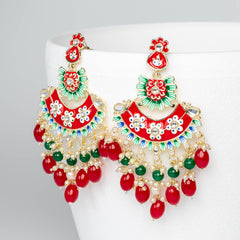 Mehak Long Earrings - Red