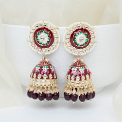 Daisy Jhumka Earrings - Brown