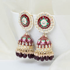 Daisy Jhumka Earrings - Brown