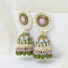 Daisy Jhumka Earrings - Mehendi