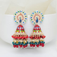 Mayurika Jhumka - Red